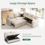 Beige Modular Sectional Sleeper Sofa with Storage