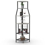 5-Tier Corner Wine Rack with Glass Holder