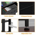 Tall Night Stand with Fabric Drawers and LED Lights