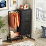 Black 4-Drawer Dresser with Hanging Rack