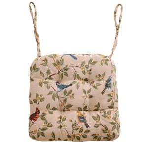 Farmhouse Bird Print Chair Cushions with Ties