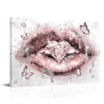 Pink Glam Heart Diamond Wall Art for Makeup Room