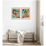 Kate and Laurel Mid Century Modern Wall Art Set