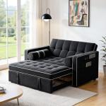 Charcoal Black Velvet 3-in-1 Sleeper Sofa Bed