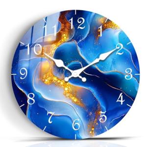 Modern 10-Inch Wooden Wall Clock with Marble Design