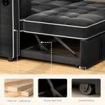 Charcoal Black Velvet 3-in-1 Sleeper Sofa Bed