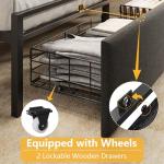 Queen Bed Frame with Storage, LED Light & Charging Station