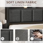 Queen Bed Frame with Storage, LED Light & Charging Station