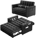 Charcoal Black Velvet 3-in-1 Sleeper Sofa Bed
