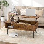 Walnut Lift Top Coffee Table with Hidden Storage