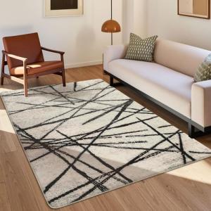Leesentec Soft Geometric Stripe Area Rug – Beige