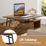 Walnut Lift Top Coffee Table with Hidden Storage
