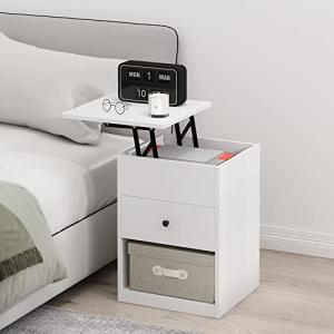 Compact Lift-Top Nightstand with Storage Drawer
