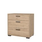 Jackson Hickory 3 Drawer Chest with Black Handles