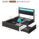 Rolanstar Queen Bed Frame with Storage and LED Lights