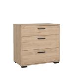 Jackson Hickory 3 Drawer Chest with Black Handles