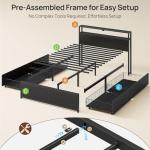 Rolanstar Queen Bed Frame with Storage and LED Lights