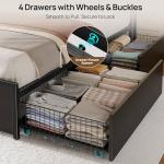 Rolanstar Queen Bed Frame with Storage and LED Lights