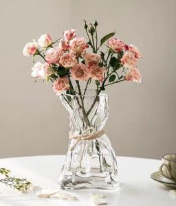 Clear Irregular Glass Flower Vase - 6 Inches