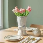 White Ceramic Bow Vase for Cute Flower Arrangements