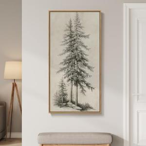Vintage Tree Wall Art - Rustic Pine Framed Print