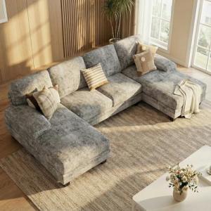 Comfy U-Shaped Chenille Sectional Sofa Set