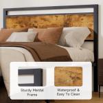 Brown King Metal Bed Frame with Wooden Headboard