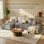 Comfy U-Shaped Chenille Sectional Sofa Set