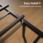 Brown King Metal Bed Frame with Wooden Headboard