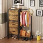 Rustic Brown 4-Drawer Dresser with Clothes Rack