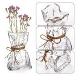 Irregular Glass Vase with Hemp Rope Accent