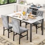 Faux Marble Dining Table Set for 4