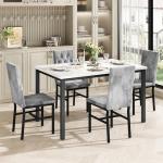 Faux Marble Dining Table Set for 4
