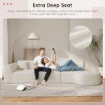 Beige Curved Sectional Sofa with Chaise Lounge