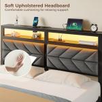 Queen Bed Frame with Charging Station and Storage