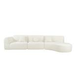 Beige Curved Sectional Sofa with Chaise Lounge