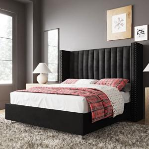Queen Size Velvet Upholstered Platform Bed Frame