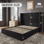 Queen Size Velvet Upholstered Platform Bed Frame