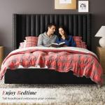 Queen Size Velvet Upholstered Platform Bed Frame