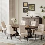 Beige Wingback Upholstered Dining Chairs Set of 6
