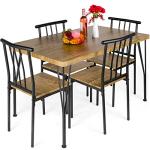 Modern 5-Piece Metal and Wood Dining Set