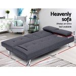 3-Seater Grey Sofa Bed with Adjustable Backrest