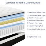 VERHOPE 12 Inch Queen Hybrid Mattress with Memory Foam