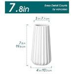 Modern White Ribbed Ceramic Flower Vase, 7.8 Inch