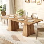 Modern Light Brown Dining Table for 6 People