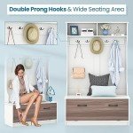 Giantex White Hall Tree Shoe Bench Organizer
