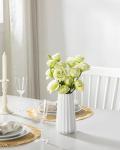 Modern White Ribbed Ceramic Flower Vase, 7.8 Inch