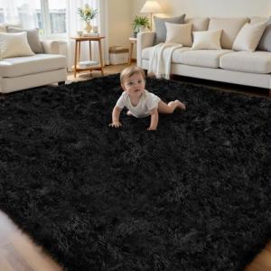 Ultra Soft 6x9 Black Shag Area Rug