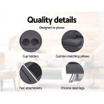 3-Seater Grey Sofa Bed with Adjustable Backrest