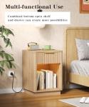 Modern Fluted Nightstands Set with Charging Station